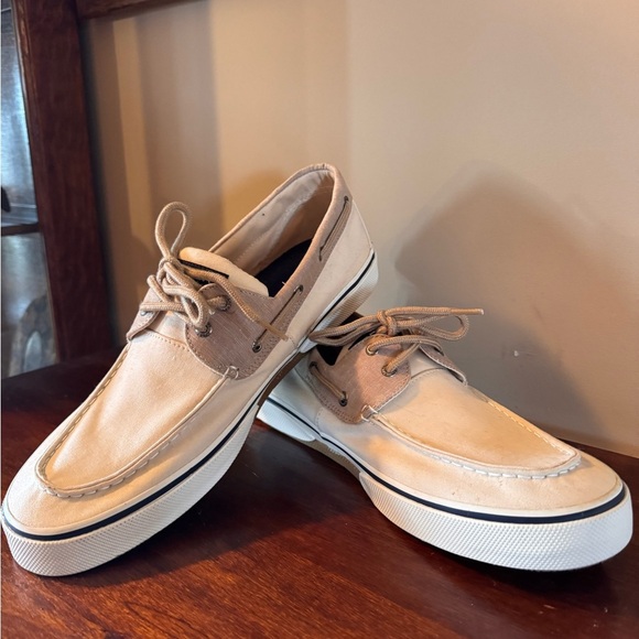 Sperry Men's Tan and Cream Boat Shoes size 14 new without tags - Picture 2 of 9